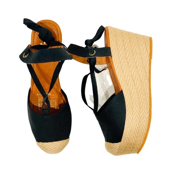 Silvia Cobos Espadrilles Lace Up Black EUC sz 38 = US 7.5 - Picture 1 of 16